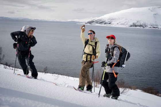 Cody Townsend and other skiers during filming of Edge of Reason film.
