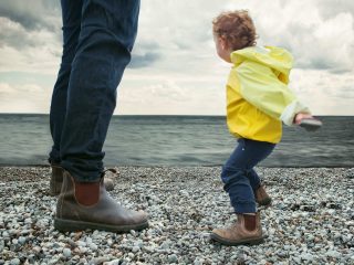 Blundstones for adults and kids on beach