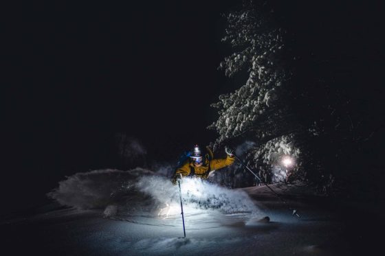 Night skiing glades, Quebec