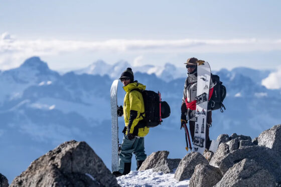 Two snowboarders in Jones-snowboards-In-the-Shadow-of-the-Diable-film