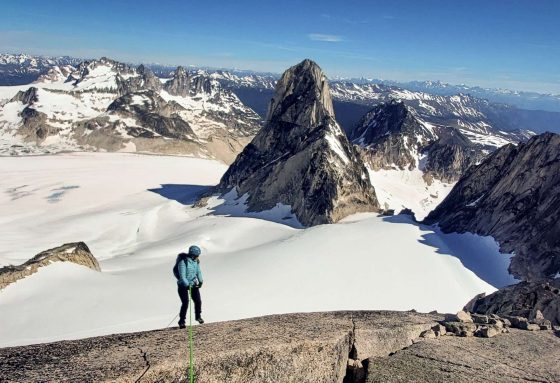 Rapelling down Pigeon Spire wide. Photo credit Adam Greenberg 1